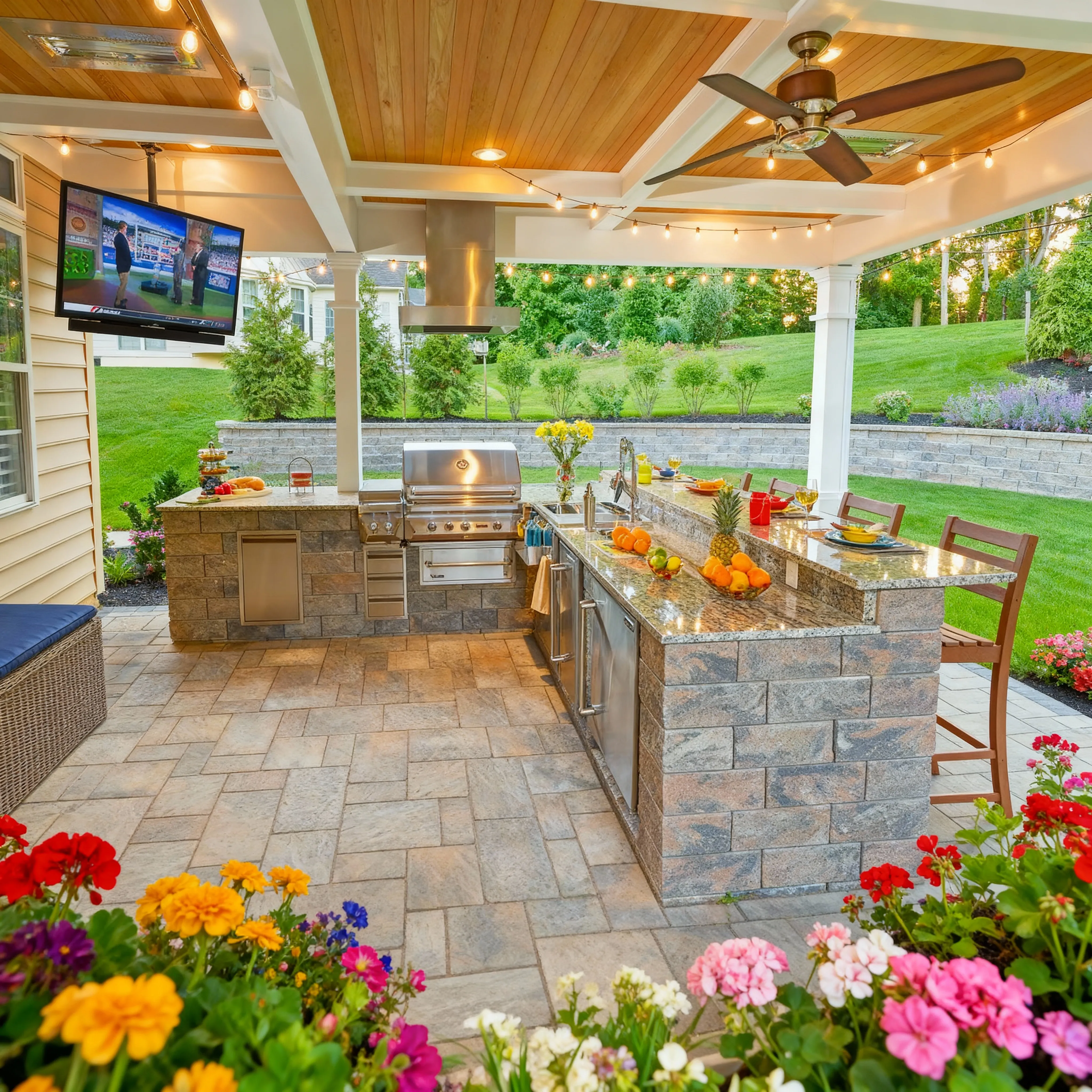 Custom outdoor living space and kitchen in Clarksville, TN